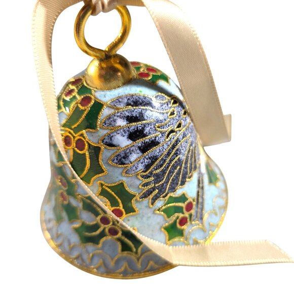 Christmas bell NYCO International Victorian Enamelled Holly Berry Ornament Blue - Picture 1 of 9